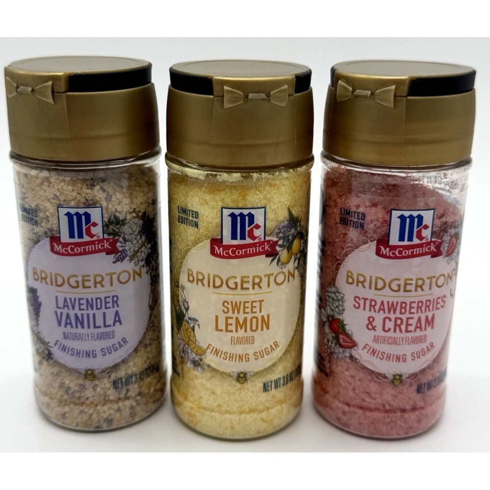 McCormick Bridgerton Finishing Sugars Set of 3‎ Strawberry, Lavender, Lemon NEW